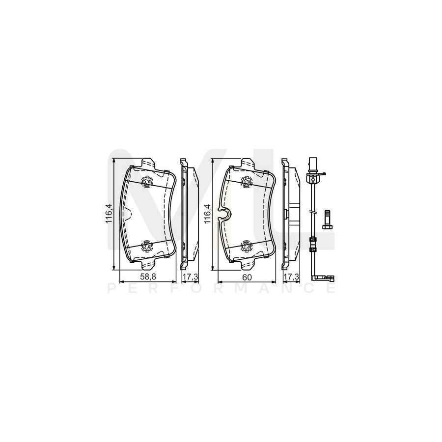 Bosch 0986Tb3177 Brake Pad Set Incl. Wear Warning Contact, With Bolts | ML Performance Car Parts