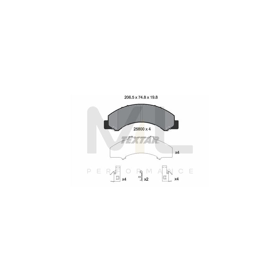 TEXTAR 2580001 Brake pad set incl. wear warning contact, with accessories | ML Performance Car Parts