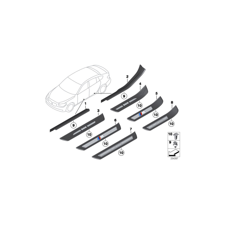 Genuine BMW 51477220446 F07 F07 Cover Molding, Sill, Inner Rear Right ELFENBEINWEISS (Inc. 530d 155kW, 520d & 535iX) | ML Performance US Car Parts