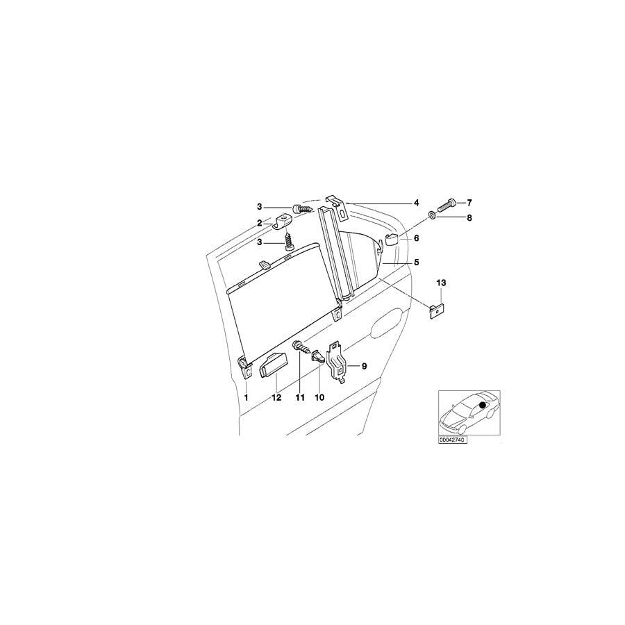Genuine BMW 51168173173 E38 Left Rear Door Sun Blind DUNKELGRAU (Inc. 735iL, 740iL & L7) | ML Performance US Car Parts