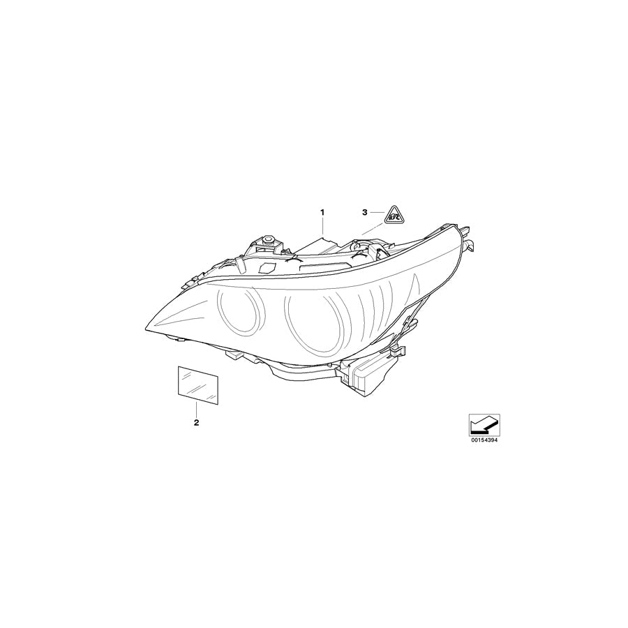 Genuine BMW 63127160158 E60 E61 Bi-Xenon Headlight Akl, Right (Inc. 530xi, 525xi & 545i) | ML Performance US Car Parts