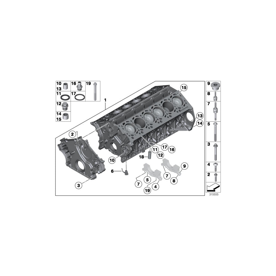 Genuine BMW 11112158047 F01 F03 Engine Block With Piston (Inc. 760LiS, 760i & 760Li) | ML Performance US Car Parts