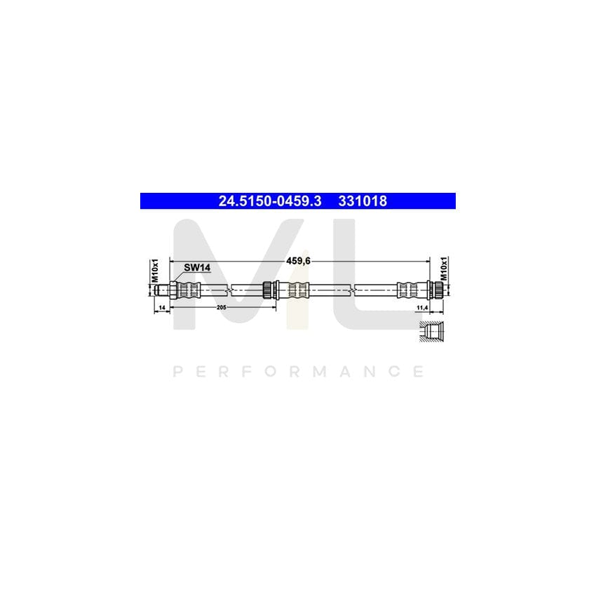ATE 24.5150-0459.3 Brake Hose 459,6mm, M10x1