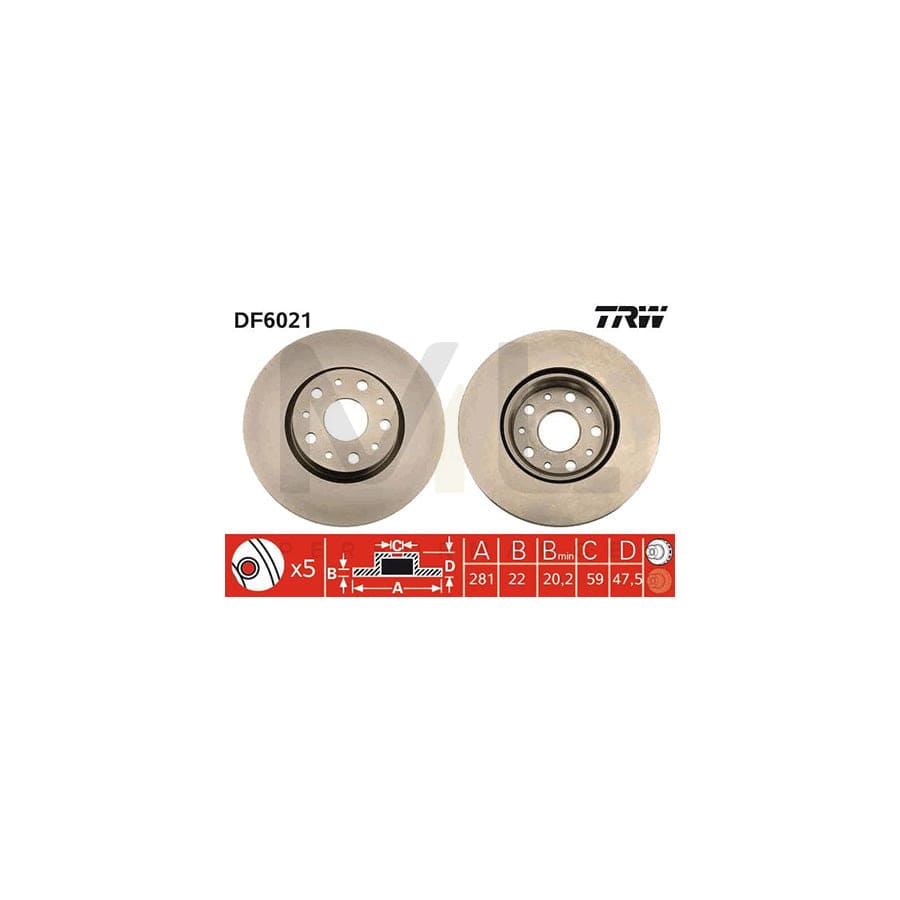 TRW DF6021 Brake Disc for LANCIA Thesis (841) Vented | ML Performance Car Parts