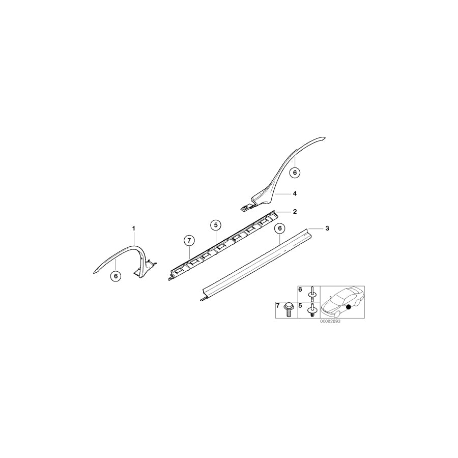 Genuine BMW 51718408710 E53 Mount, Cover, Door Sill, Right (Inc. X5) | ML Performance US Car Parts