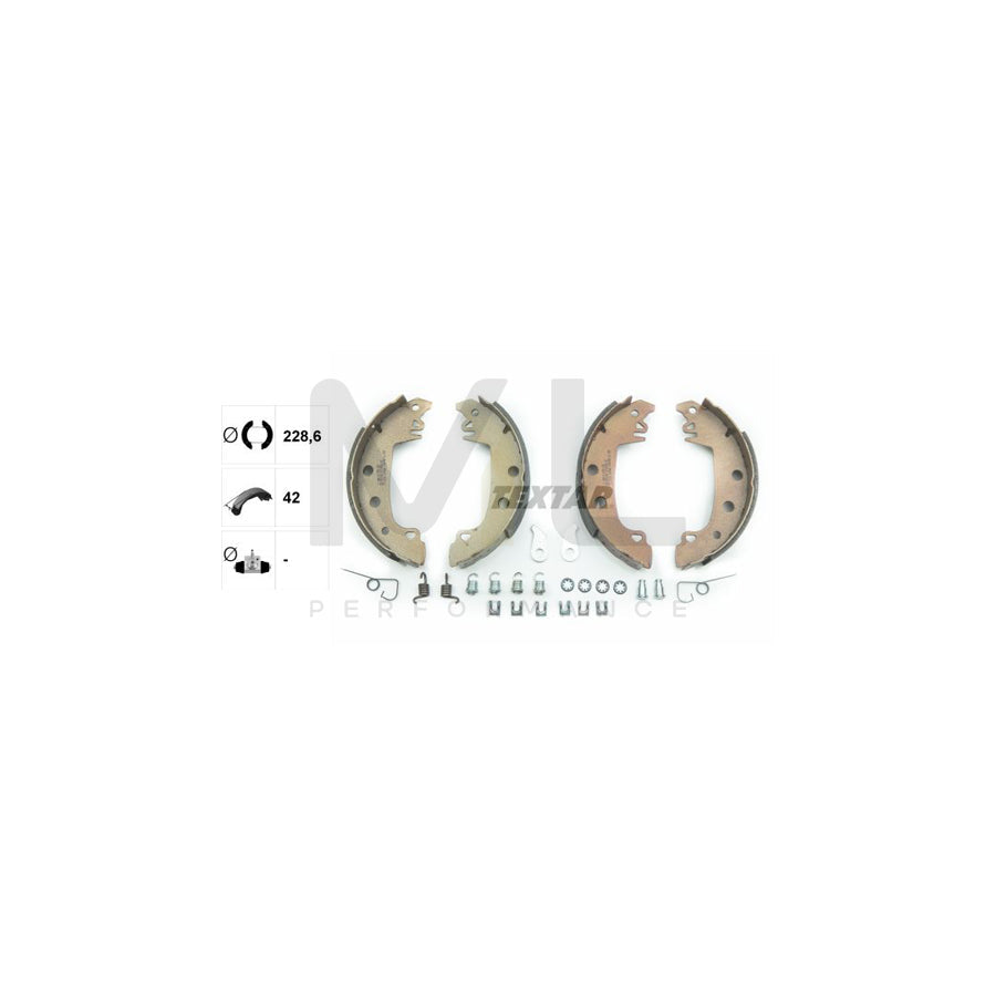 TEXTAR 91029200 Brake Shoe Set without handbrake lever, with accessories | ML Performance Car Parts