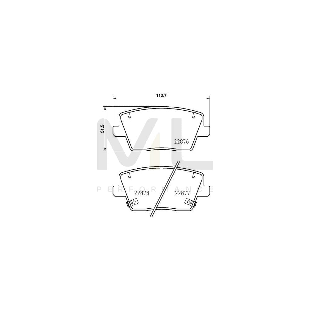 Hella 8DB 355 039-431 Brake Pad Set For Hyundai I30 Incl. Wear Warning Contact, With Accessories