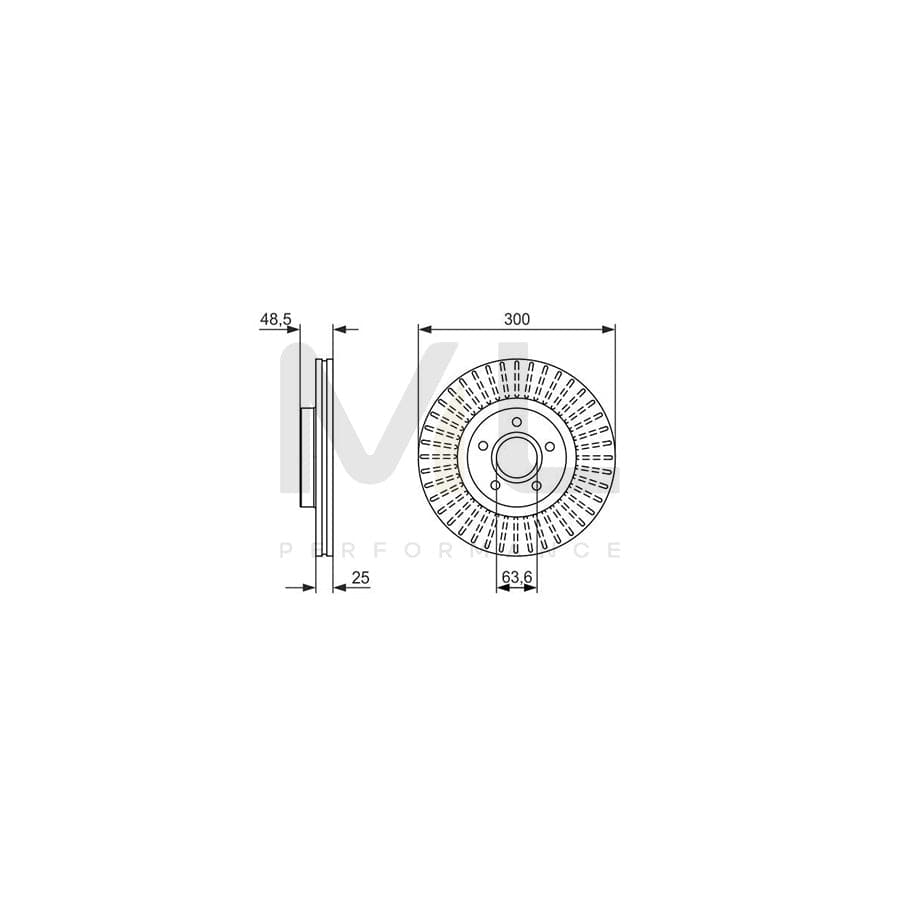 BOSCH 0 986 479 956 Brake Disc Vented, Oiled | ML Performance Car Parts