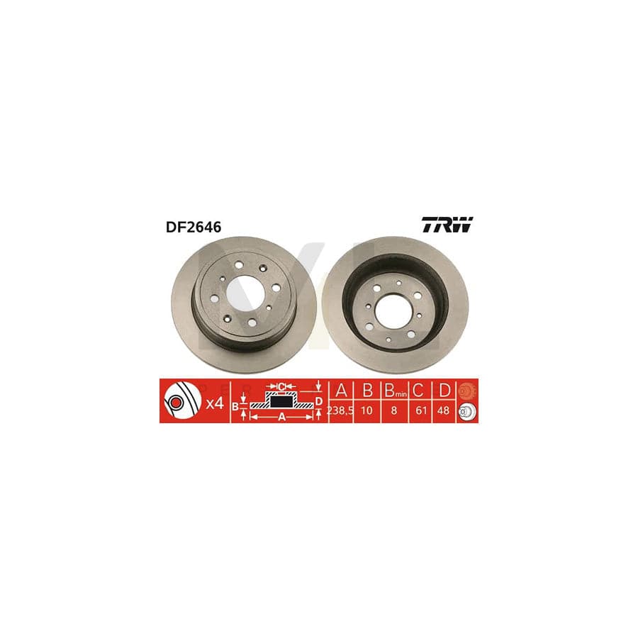 TRW DF2646 Brake Disc Solid, Painted, with bolts/screws | ML Performance Car Parts