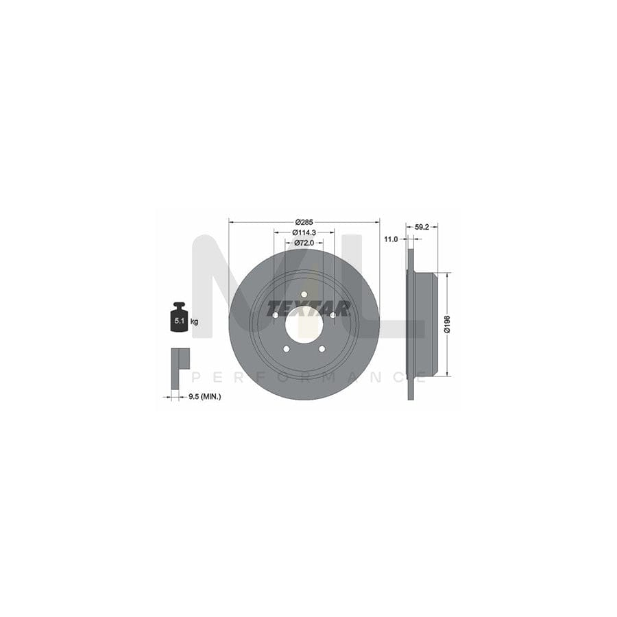 TEXTAR 92169400 Brake Disc Solid, without wheel hub, without wheel studs | ML Performance Car Parts
