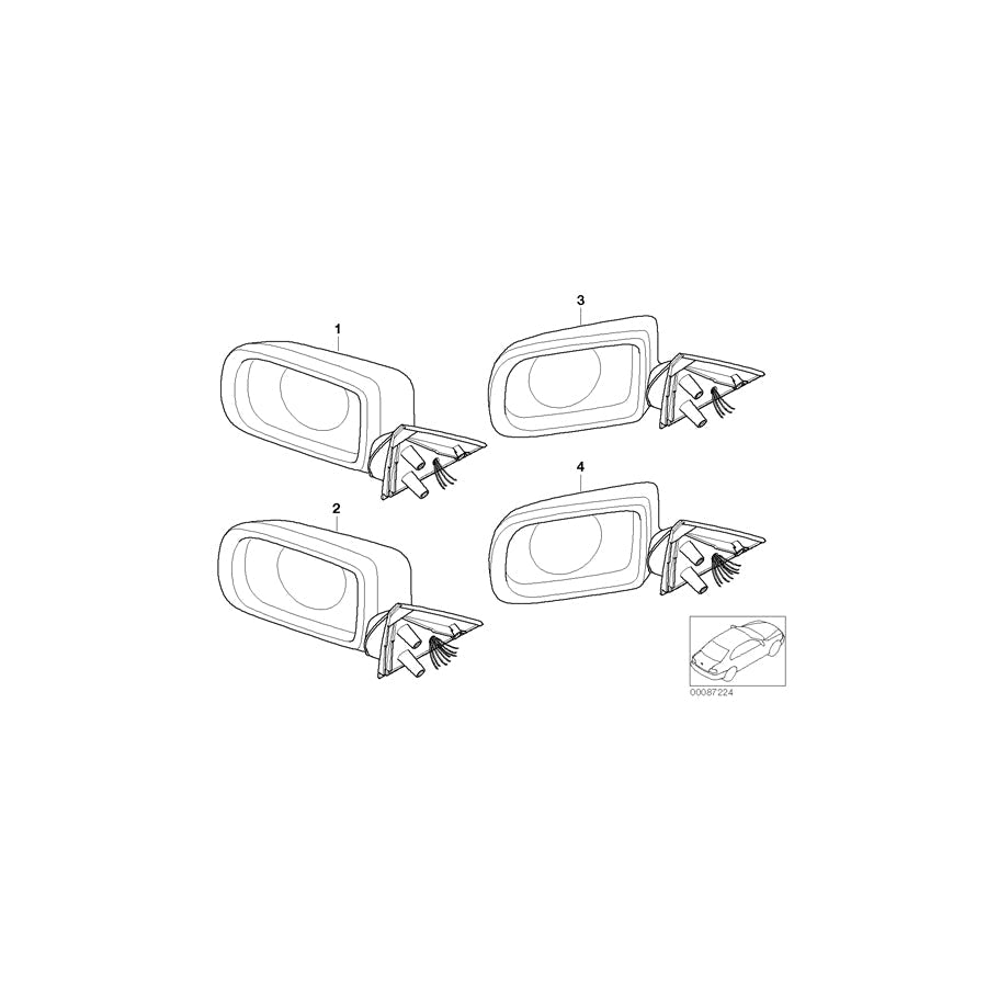 Genuine BMW 51168184857 E39 Outside Mirror With Glass Heated Left (Inc. 528i & 540i) | ML Performance US Car Parts