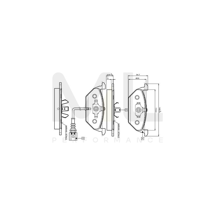 Bosch 0986Tb2041 Brake Pad Set Incl. Wear Warning Contact, With Accessories | ML Performance Car Parts