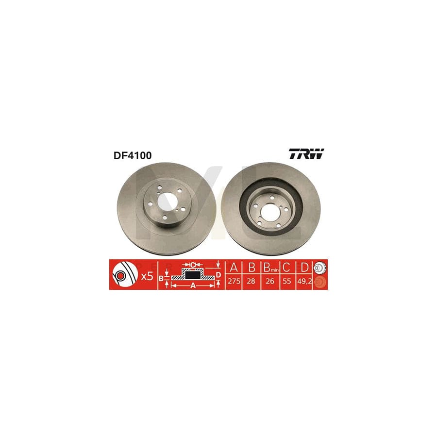 TRW DF4100 Brake Disc Vented, Painted | ML Performance Car Parts