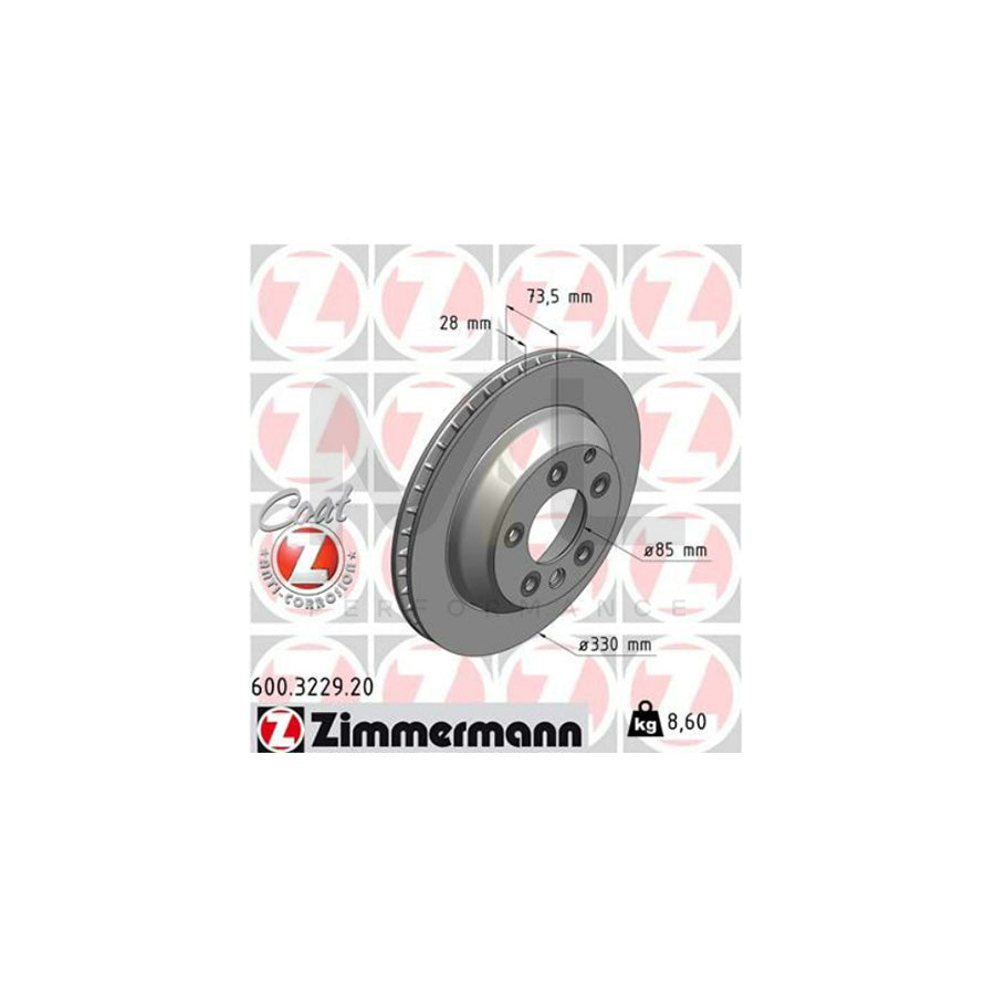 ZIMMERMANN COAT Z 600.3229.20 Brake Disc Internally Vented, Coated, High-carbon - 1 piece