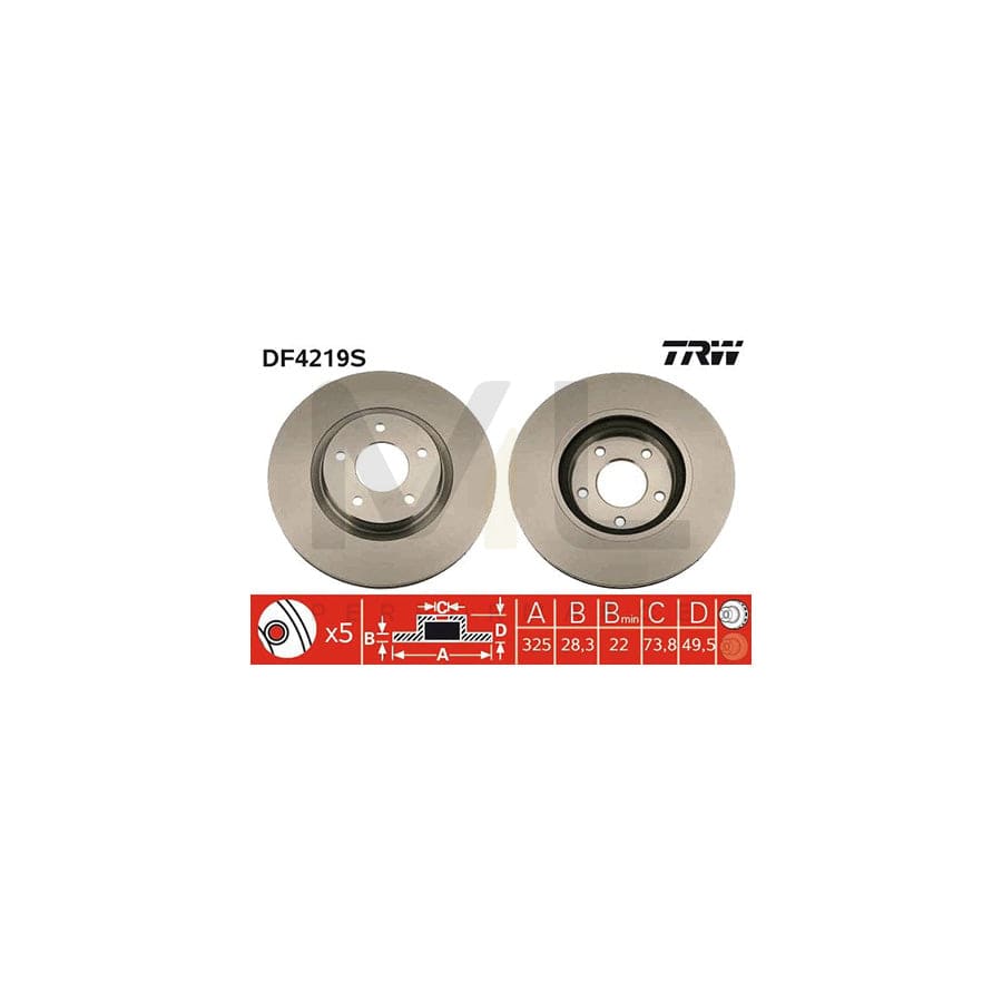 TRW DF4219S Brake Disc Vented, Painted | ML Performance Car Parts
