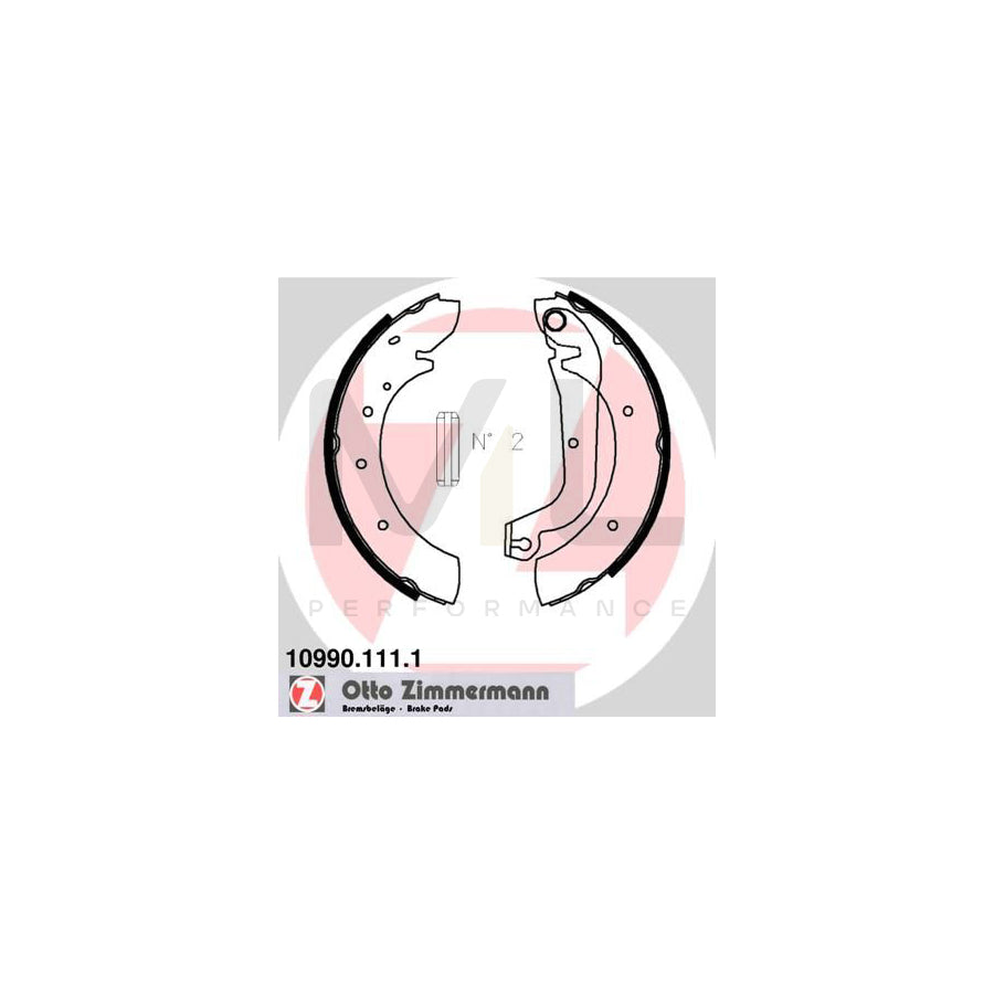 ZIMMERMANN 10990.111.1 Brake Shoe Set Photo corresponds to scope of supply, with lever