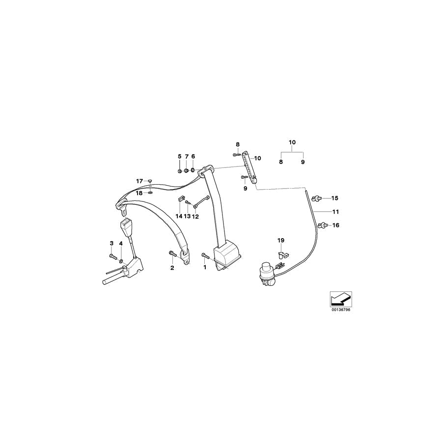 Genuine BMW 72118125857 E39 E38 Bowden Cable Left (Inc. 740iLP, 525td & 740d) | ML Performance UK Car Parts