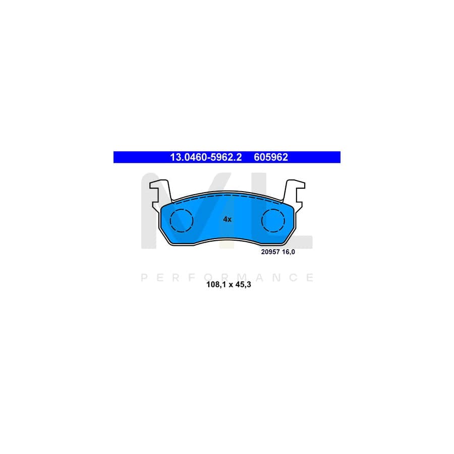 ATE 13.0460-5962.2 Brake pad set for NISSAN Micra I Hatchback (K10) excl. wear warning contact, not prepared for wear indicator