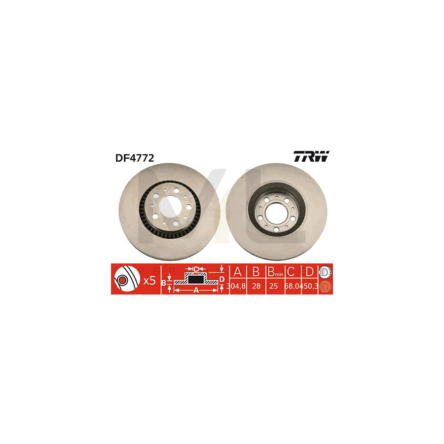 TRW DF4772 Brake Disc Rear Axle, Vented | ML Performance Car Parts