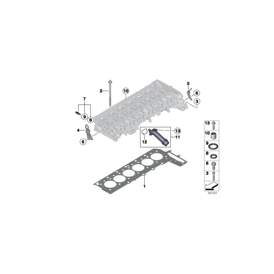 Genuine BMW 11128509154 F13 F07 F12 Cylinder Head Gasket Asbestos-Free 3-LOCH (Inc. 435dX, X5 35dX & 640d) | ML Performance US Car Parts