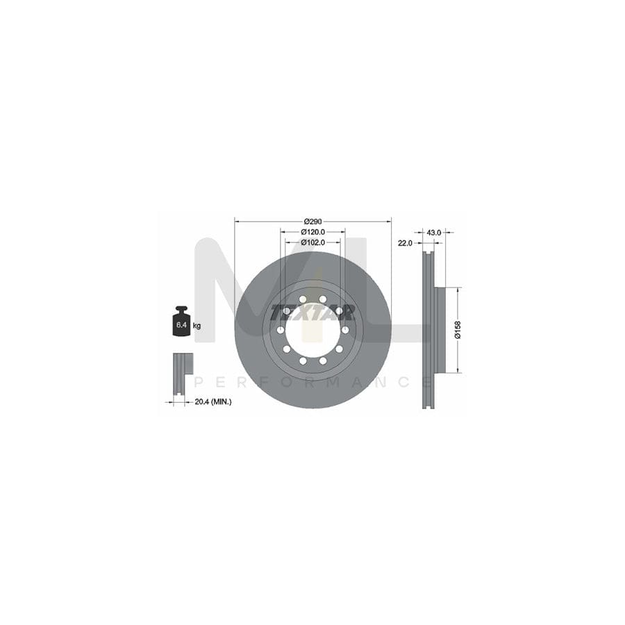 TEXTAR 93117400 Brake Disc Internally Vented, without wheel hub, without wheel studs | ML Performance Car Parts