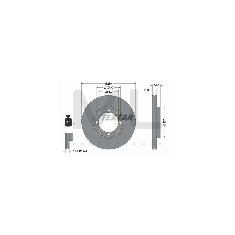 TEXTAR 92082100 Brake Disc Internally Vented, without wheel hub, without wheel studs | ML Performance Car Parts