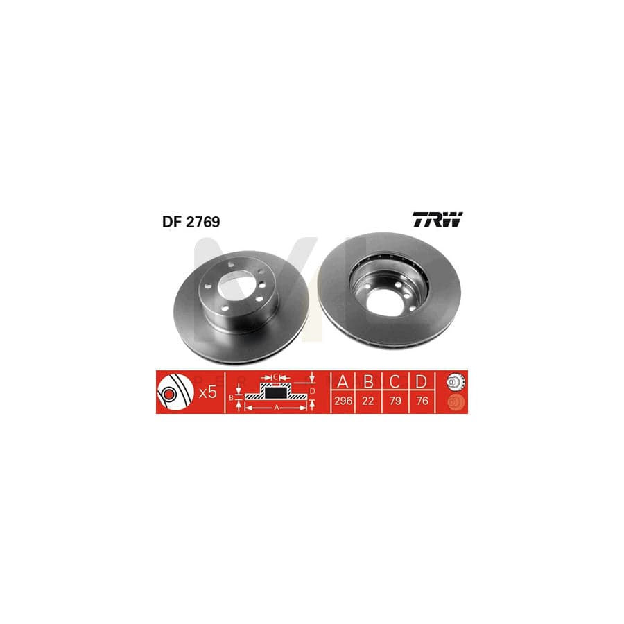 TRW DF2769 Brake Disc for BMW 5 Series Vented, Painted, High-carbon | ML Performance Car Parts