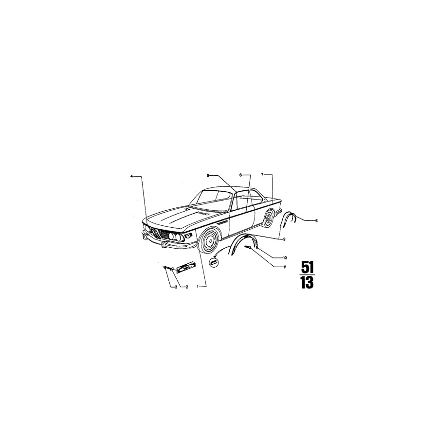 Genuine BMW 51131819606 Covering Front Right (Inc. 3.0CS, 2800CS & 3.0CSiL) | ML Performance US Car Parts