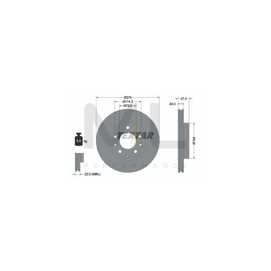 TEXTAR 92110400 Brake Disc Internally Vented, without wheel hub, without wheel studs | ML Performance Car Parts