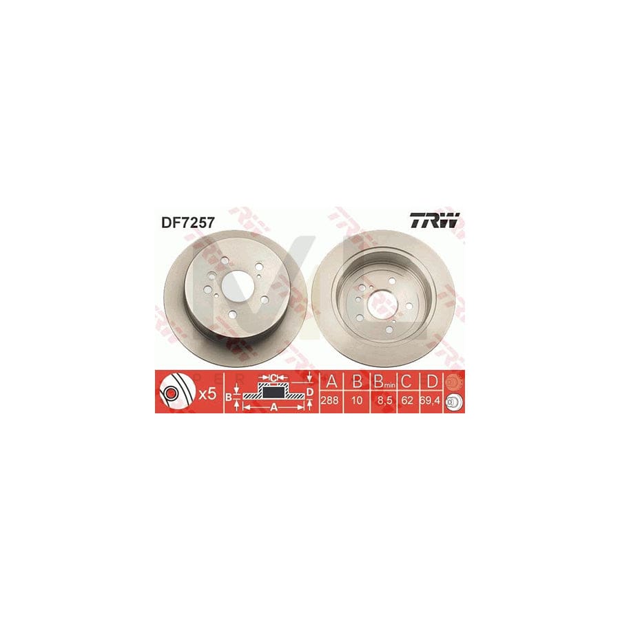 TRW DF7257 Brake Disc Solid, Painted | ML Performance Car Parts