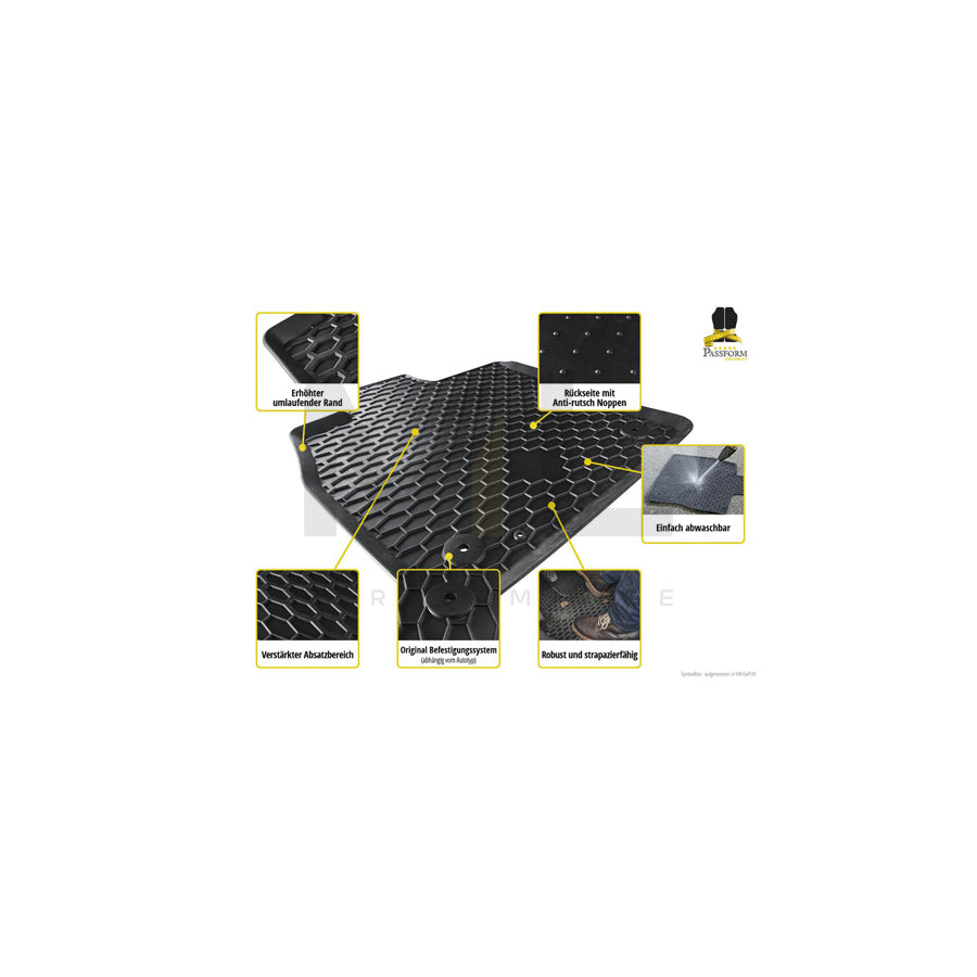 WALSER 50484 Floor mat set for OPEL CORSA Elastomer, Front, Quantity: 2, Black