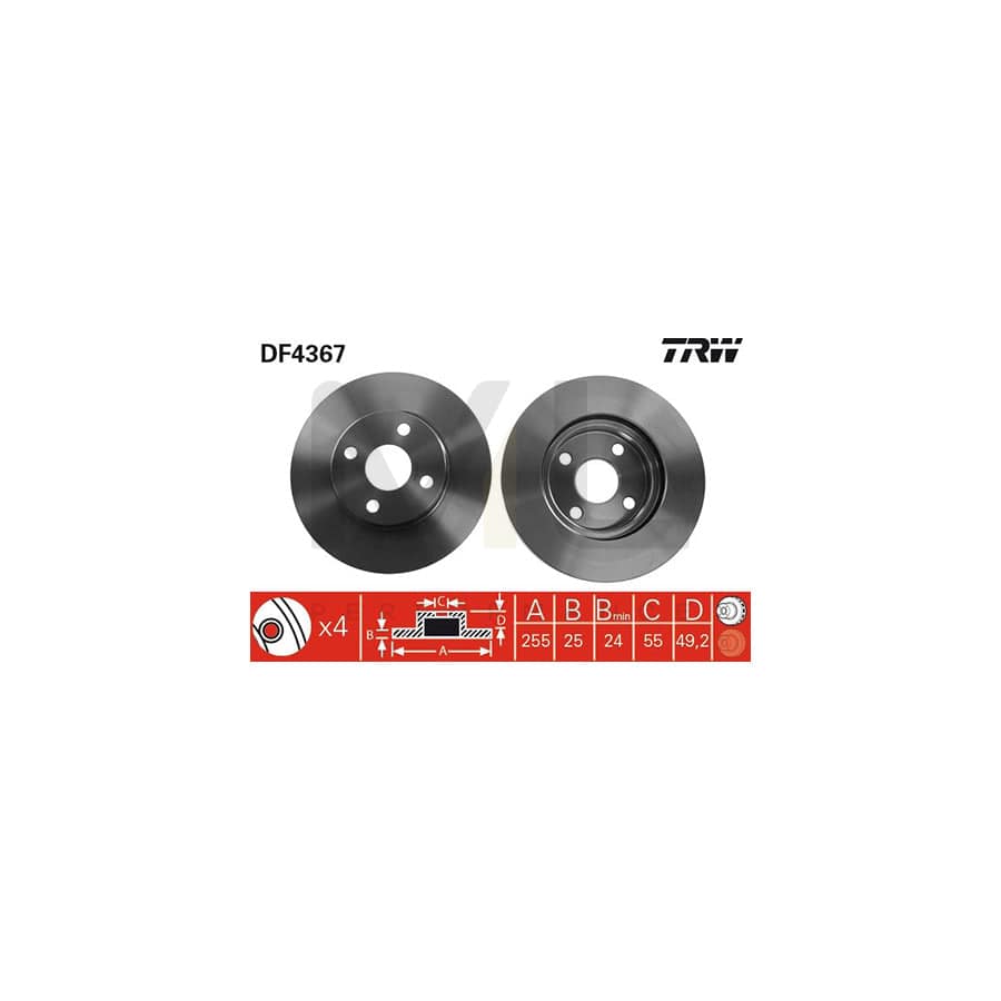 TRW DF4367 Brake Disc Vented, Painted | ML Performance Car Parts