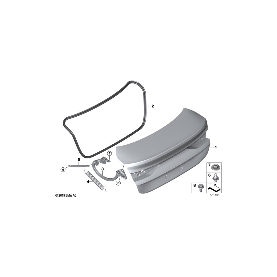 Genuine BMW 41009465134 F44 Right Trunk Lid Hinge (Inc. 220d, 228iX & 218i) | ML Performance US Car Parts