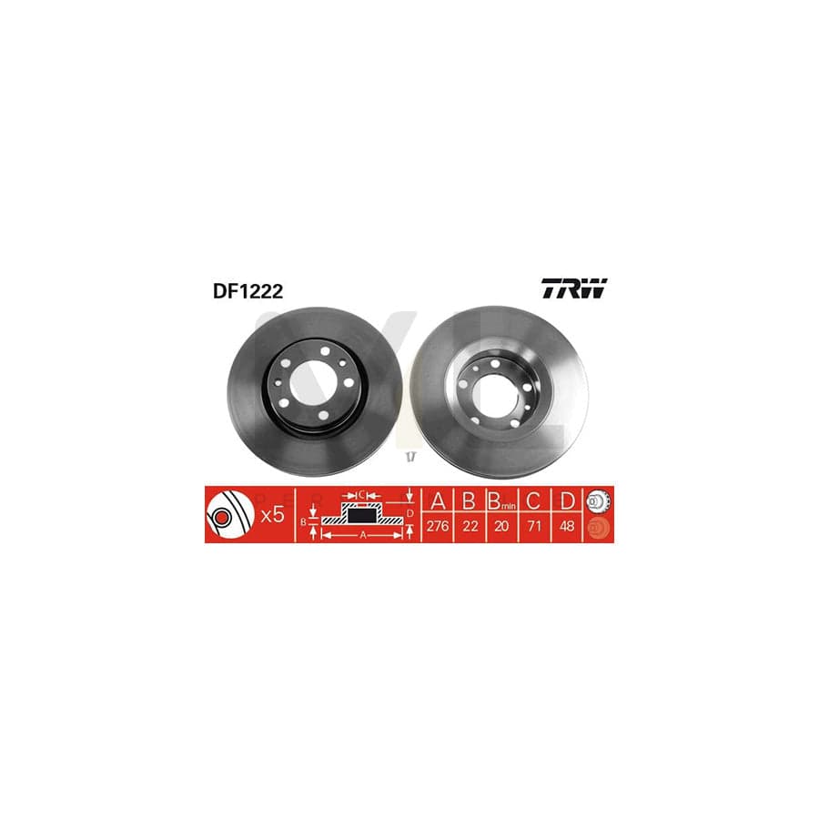 TRW DF1222 Brake Disc Vented, Painted, High-carbon, with bolts/screws | ML Performance Car Parts