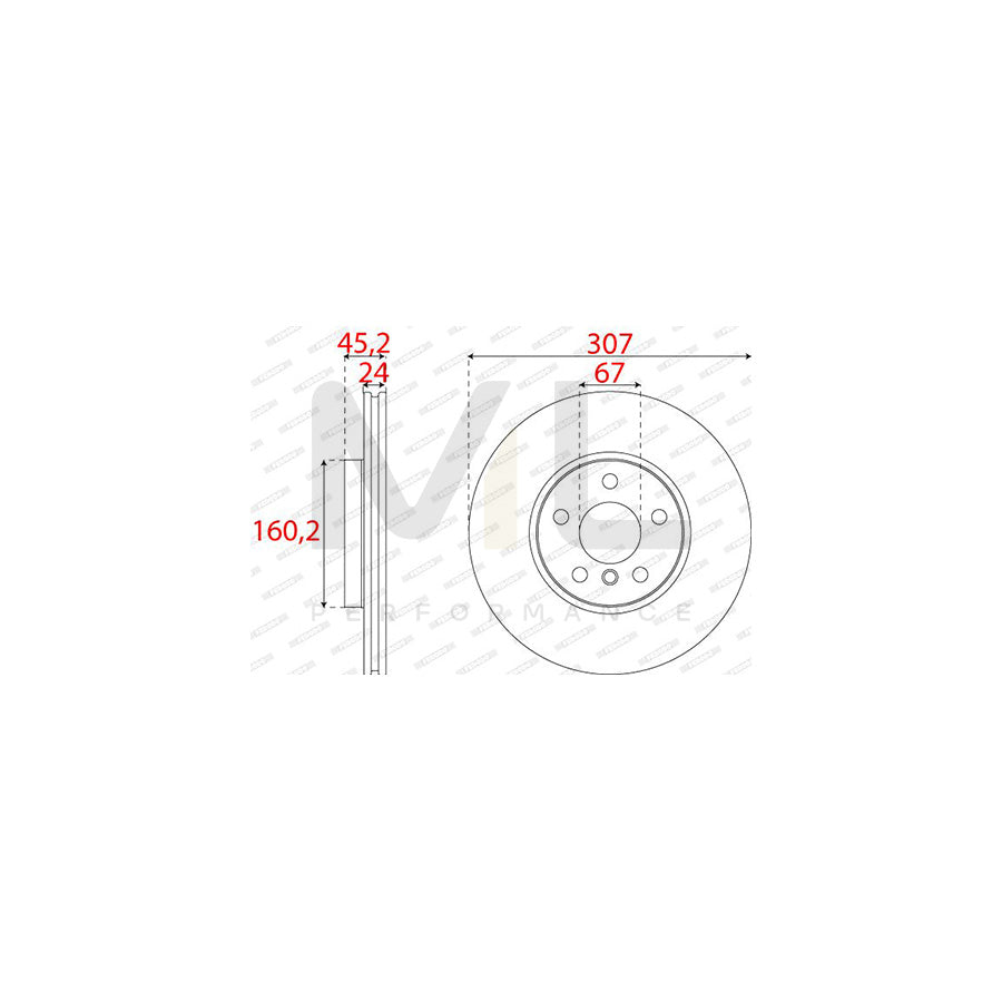 FERODO DDF2637C Brake Disc Vented, Coated | ML Performance Car Parts