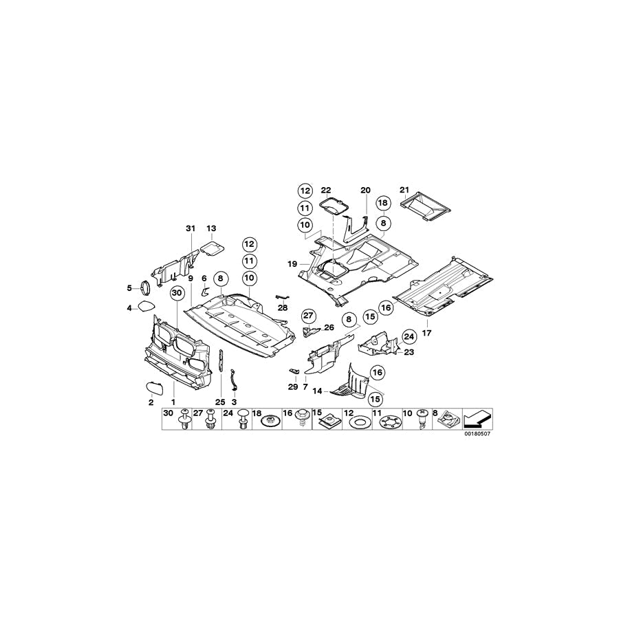 Genuine BMW 51718187506 E39 Lower Right Engine Compartment Cover (Inc. 525td & 525tds) | ML Performance US Car Parts