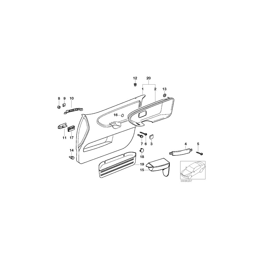 Genuine BMW 51418177975 E36 Door Trim Panel, Front Left GRAU (Inc. 328i, M3 & 325td) | ML Performance US Car Parts