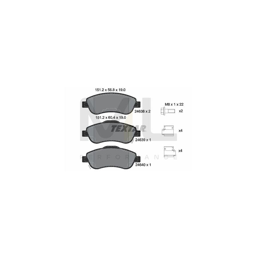 TEXTAR 2463801 Brake pad set for HONDA CR-V with acoustic wear warning, with brake caliper screws, with accessories | ML Performance Car Parts