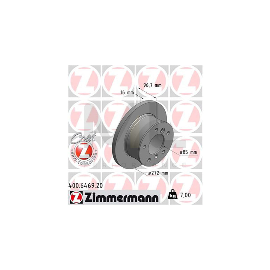 ZIMMERMANN COAT Z 400.6469.20 Brake Disc Solid, Coated, High-carbon - 1 piece