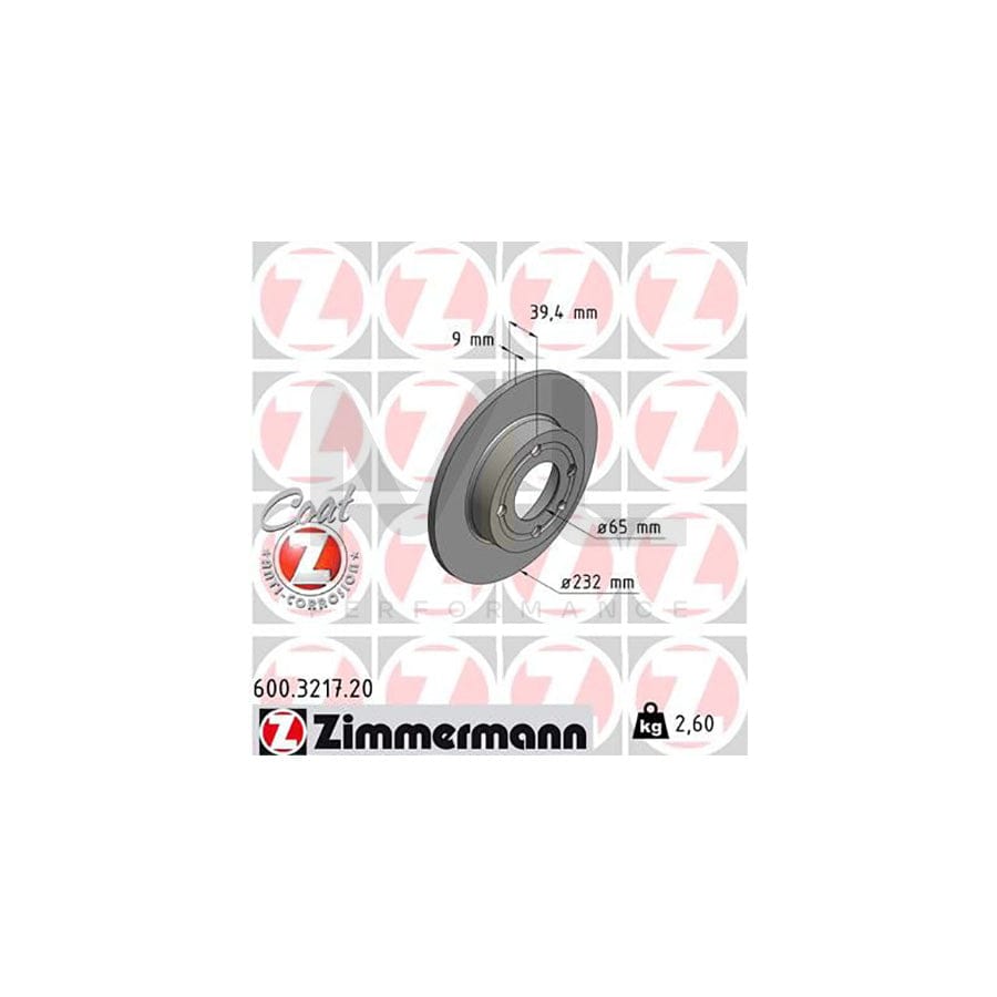 ZIMMERMANN COAT Z 600.3217.20 Brake Disc Solid, Coated - 1 piece