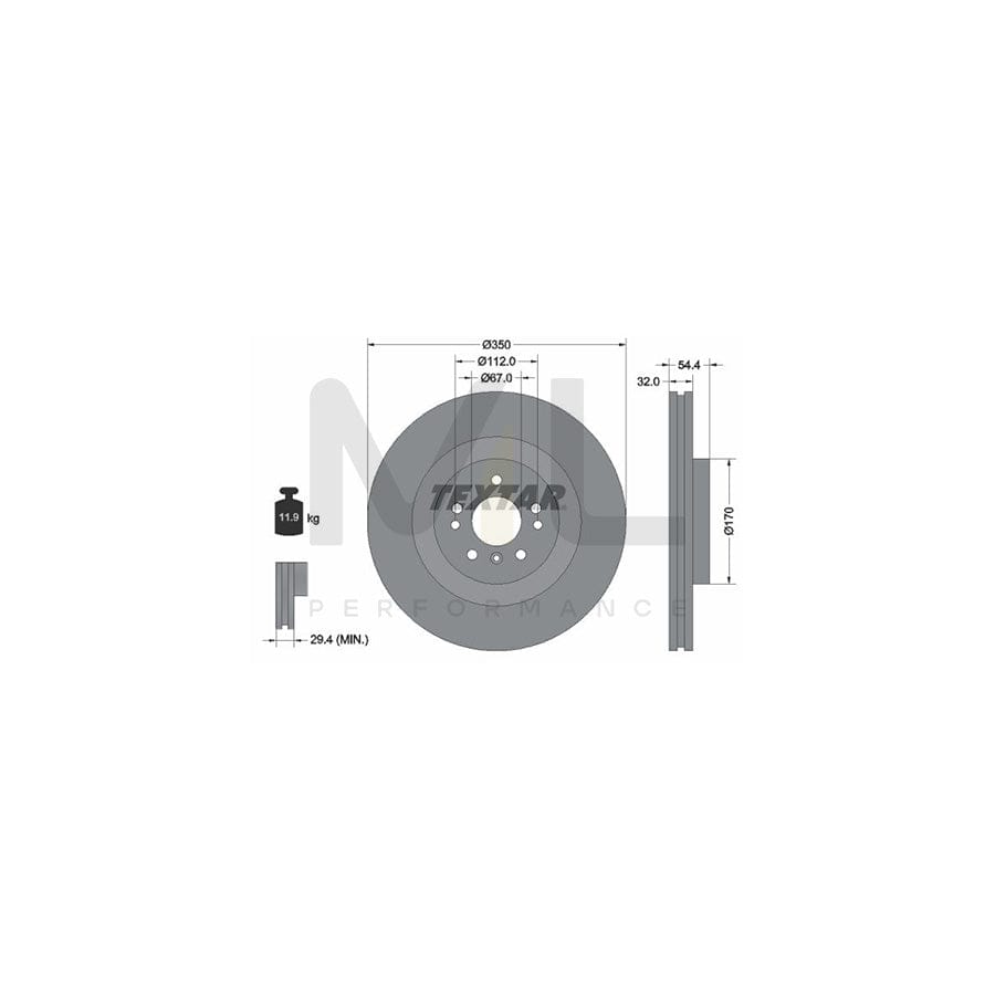 TEXTAR PRO+ 92284205 Brake Disc Internally Vented, Coated, High-carbon, without wheel hub, without wheel studs | ML Performance Car Parts