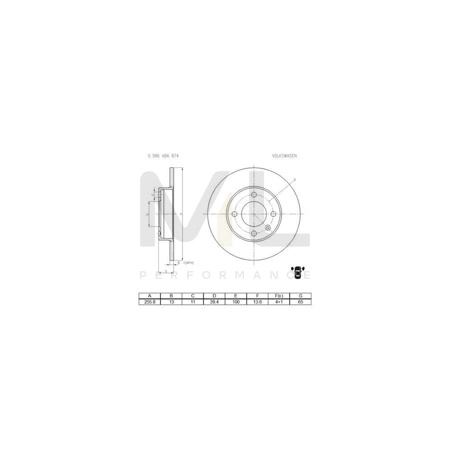 BOSCH 0 986 AB6 874 Brake Disc Solid | ML Performance Car Parts