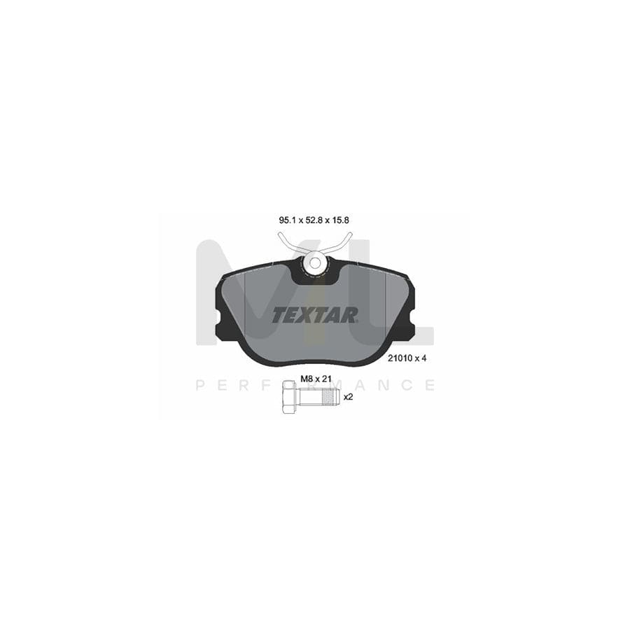 TEXTAR 2101003 Brake pad set not prepared for wear indicator, with brake caliper screws | ML Performance Car Parts