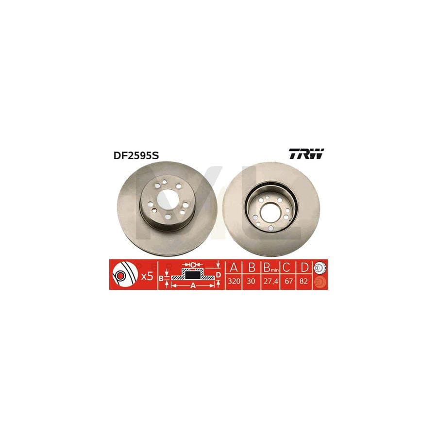 TRW DF2595S Brake Disc suitable for MERCEDES-BENZ S-Class Vented, Painted | ML Performance Car Parts