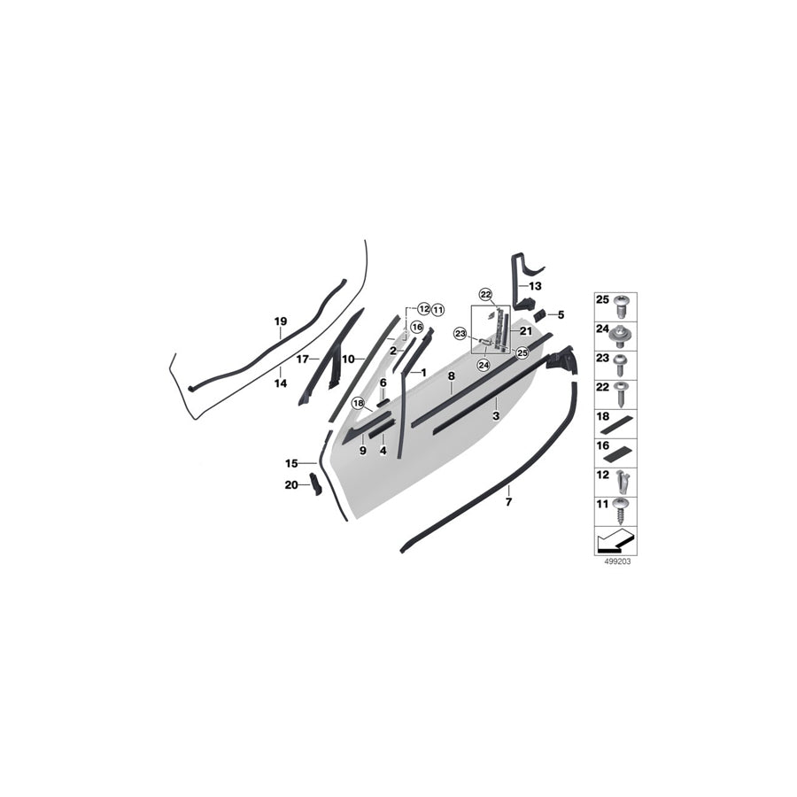 Genuine BMW 51337477328 I15 Window Cavity Seal, Front Right (Inc. & i8) | ML Performance US Car Parts