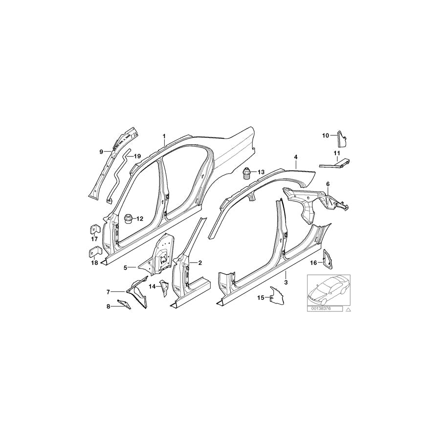 Genuine BMW 41218252598 E39 Inner Right Apron (Inc. 525tds, 525td & 530i) | ML Performance US Car Parts