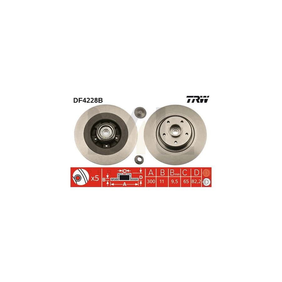 TRW DF4228BS Brake Disc for RENAULT Vel Satis Solid, with ABS sensor ring, with wheel bearing | ML Performance Car Parts