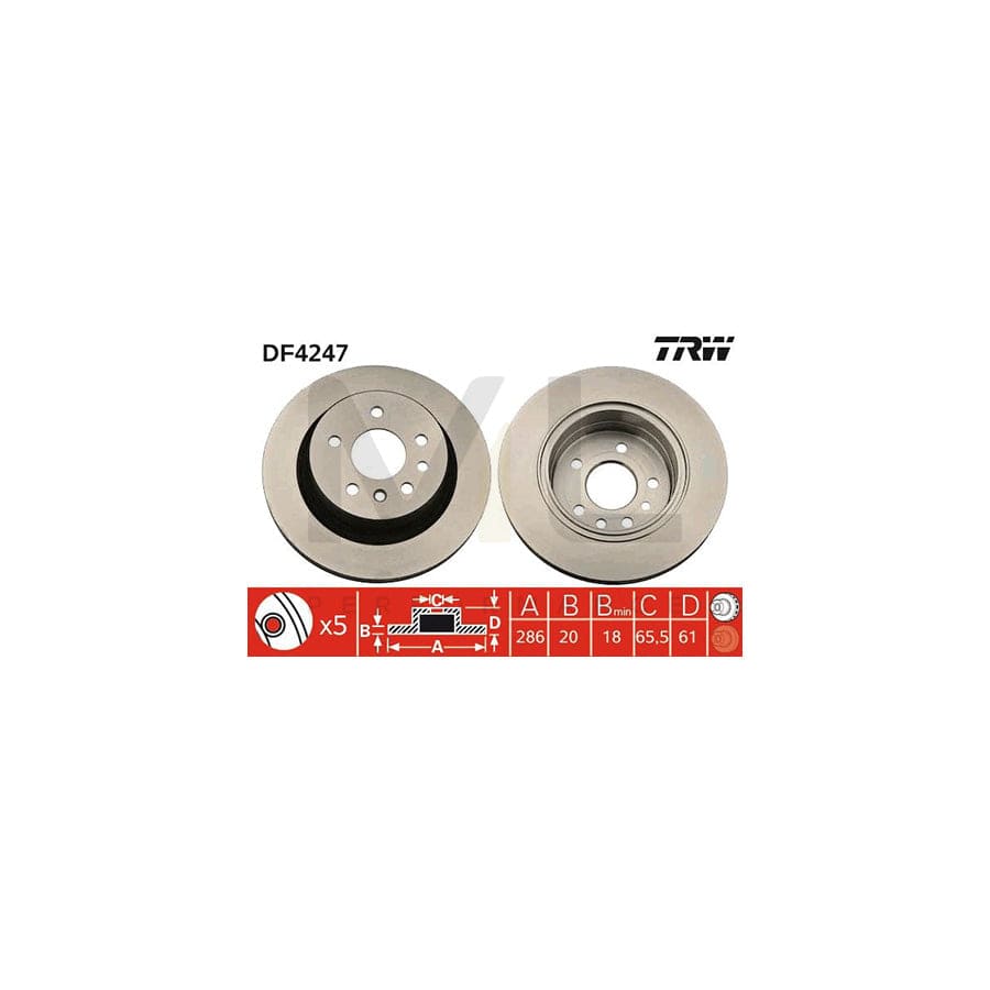 TRW DF4247 Brake Disc Vented, Painted, High-carbon | ML Performance Car Parts