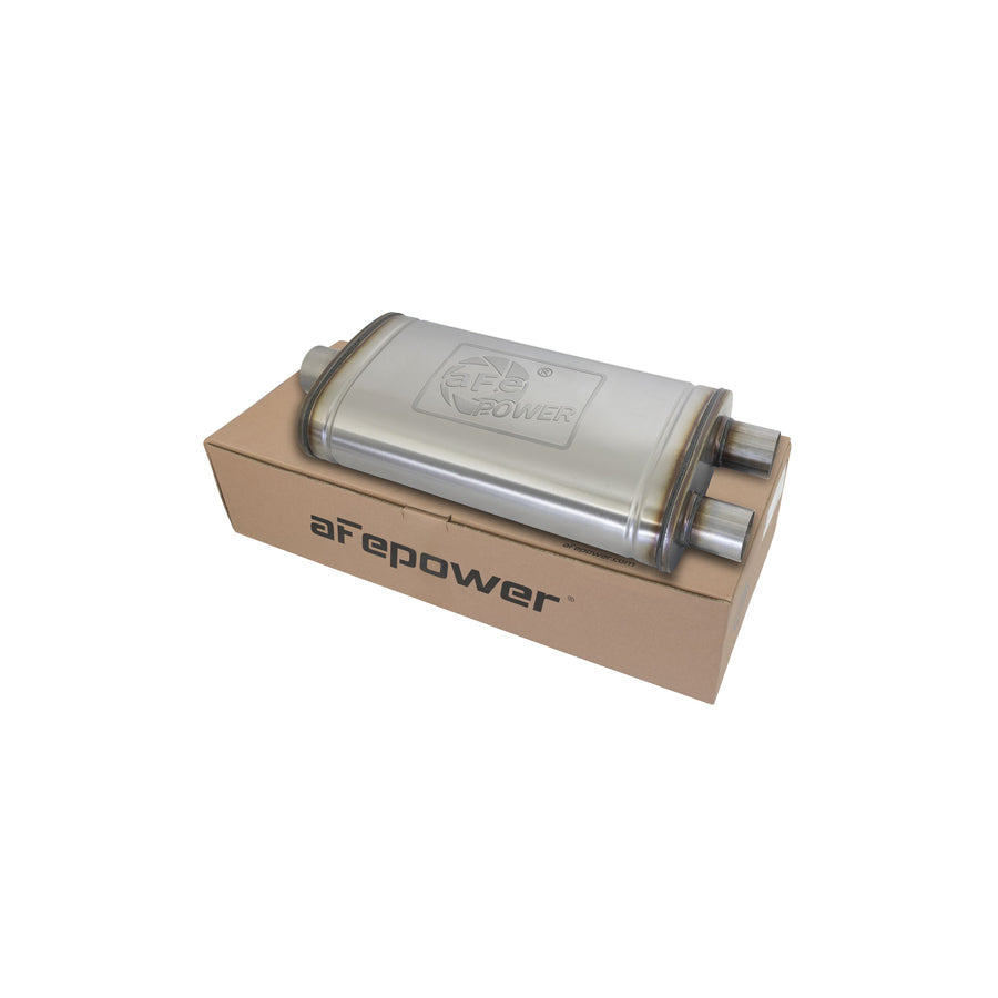 aFe 49M00014 3 IN ID Center/2-1/2 IN ID Dual-Outlet x 11 IN W x 6 IN H x 22 IN L - Oval Body Muffler | ML Performance US Car Parts