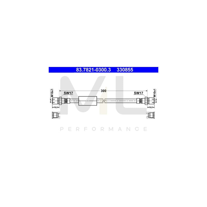 ATE 83.7821-0300.3 Brake Hose for VW LT 300mm